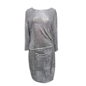 Simply Vera Vera Wang Silver Metallic Dress XL